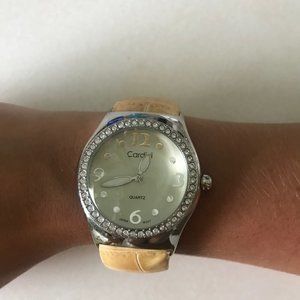 Cardini Tan Snake Print Watch